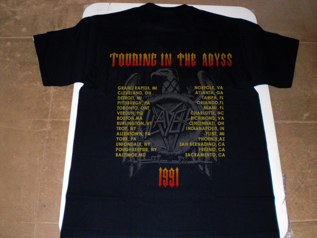 VINTAGE SLAYER TOUR SHIRT LARGE 1991 TOURING IN THE ABYSS