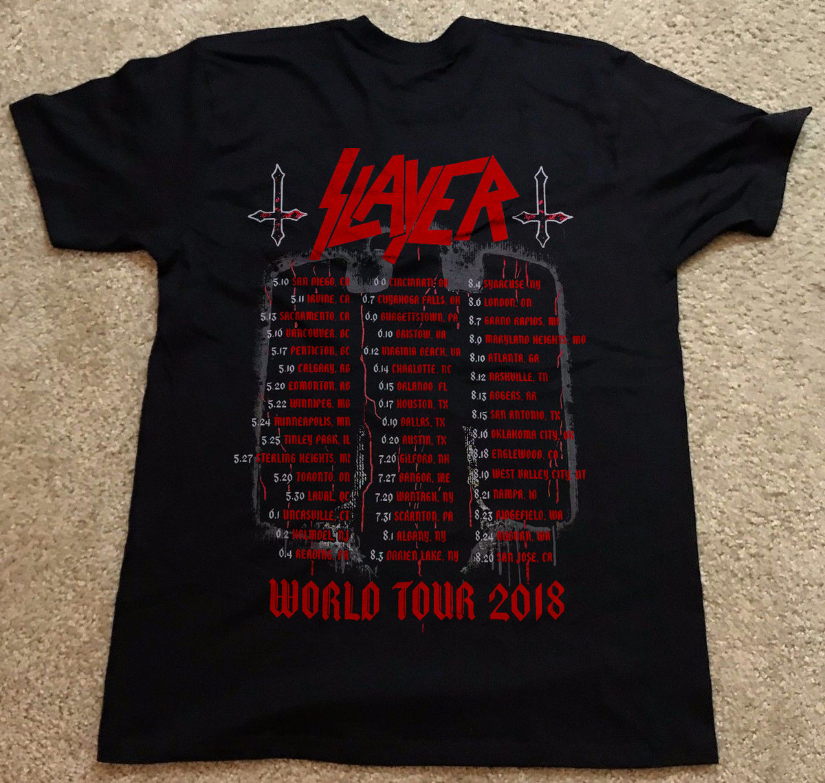 Slayer t shirt World Tour 2018