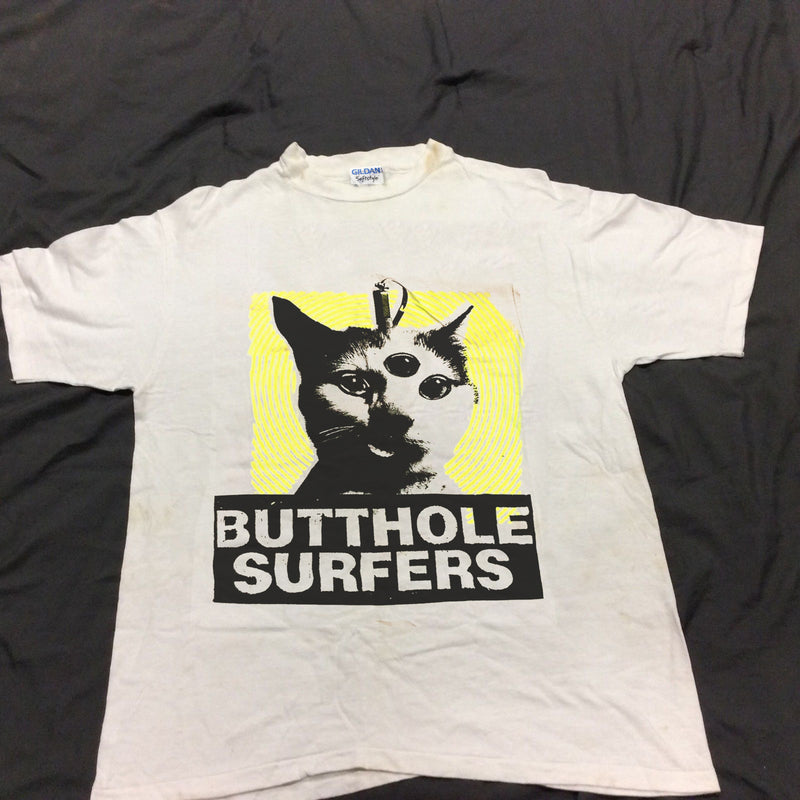 Vintage 1990 Butthole Surfers DON ROCK T Shirt 3 Eyed Cat