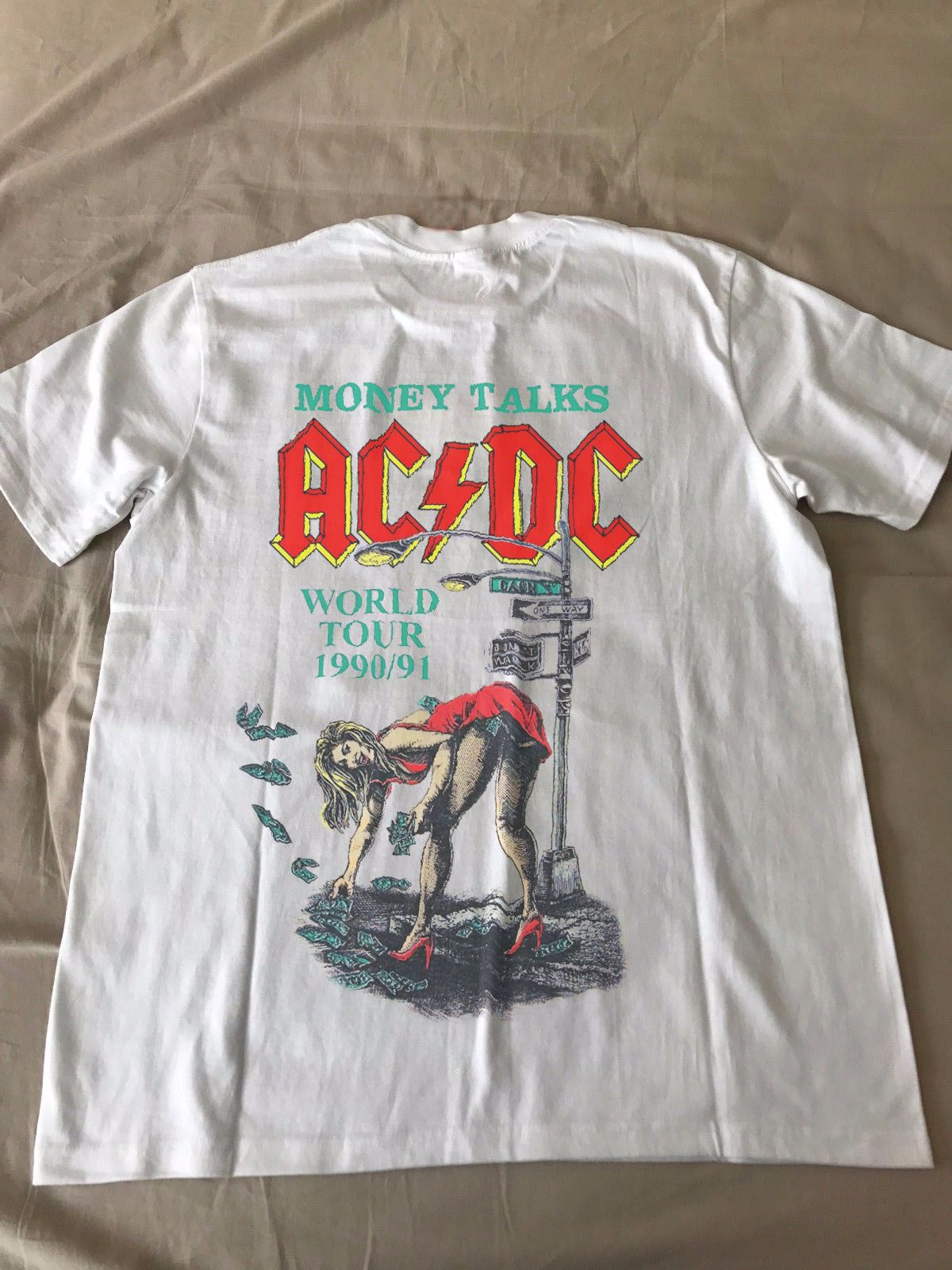 Vintage 90's 1991 Acdc Money Talks Stripper Rock World Tour Concert T-Shirt